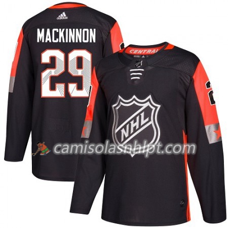 Camisola Colorado Avalanche Nathan MacKinnon 29 2018 NHL All-Star Central Division Adidas Preto Authentic - Homem